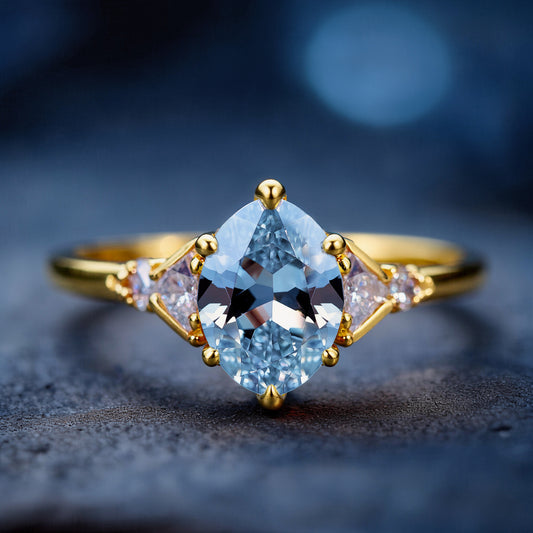The Aurora Belle | 2CT Oval Blue Gemstone Ring