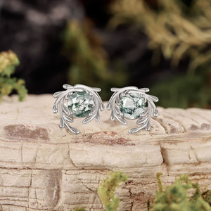 Enchanted Moss Agate Stud Earrings
