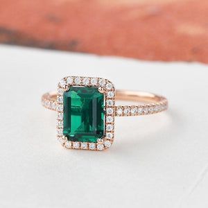 Vintage Emerald & Moissanite Rose Gold Ring