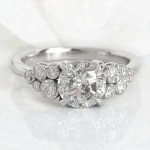 Floral Cluster Salt And Pepper Diamond Ring in Solid Gold