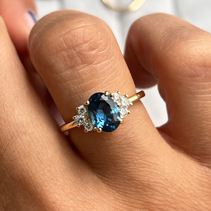 The Starlit Pledge | Oval Blue Sapphire Eternity Engagement Ring