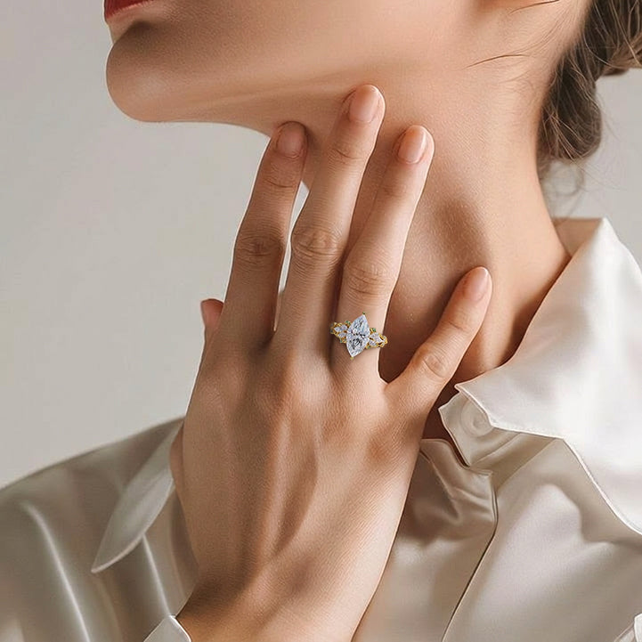 The Enchanted Garden Vine Ring With A Marquise-Cut Diamond