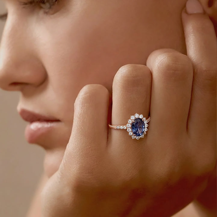 Celine's Deep | Oval Mystical Blue Alexandrite Engagement Ring