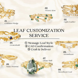 Eden Oval Cut Moss Agate Leaf Branch Engagement Ring Set 2pcs