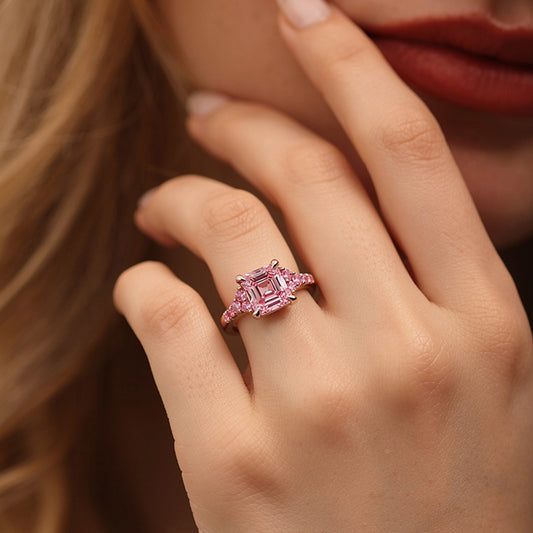 Mia's Charm | Asscher Cut Pink Sapphire Ring