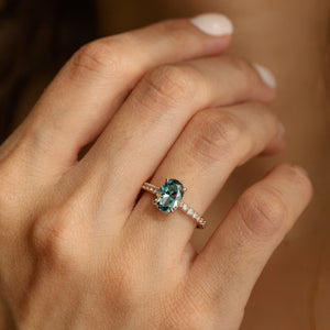 Selene's Glow | 2CT Oval Cut Green Gemstone Ring