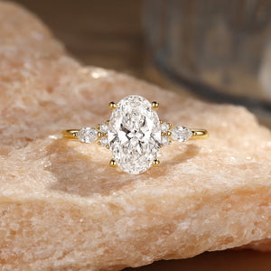 1.5ct Oval Cut Lab Grown Diamond Yellow Gold Engagement Ring