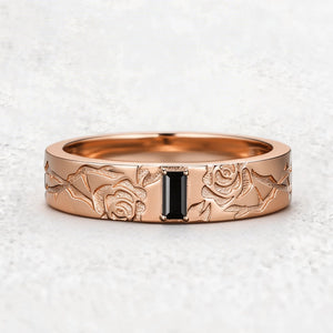 Thorn & Rose | Rectangular Black Diamond Men's Band