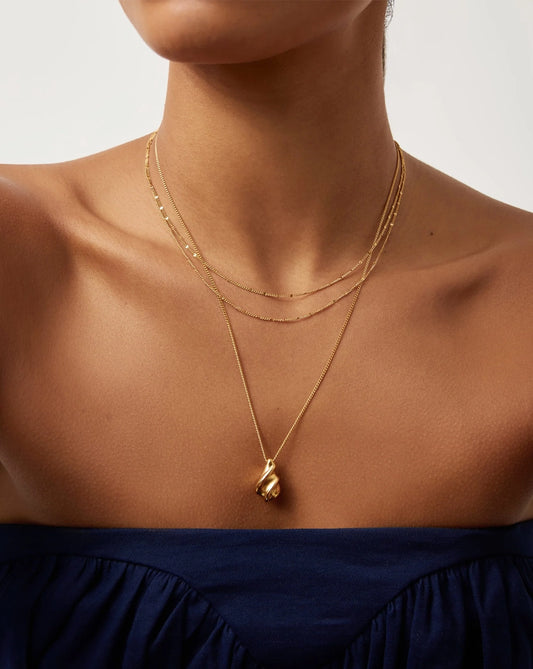 18K Gold Vermeil Savi Ridge Droplet Pendant Necklace