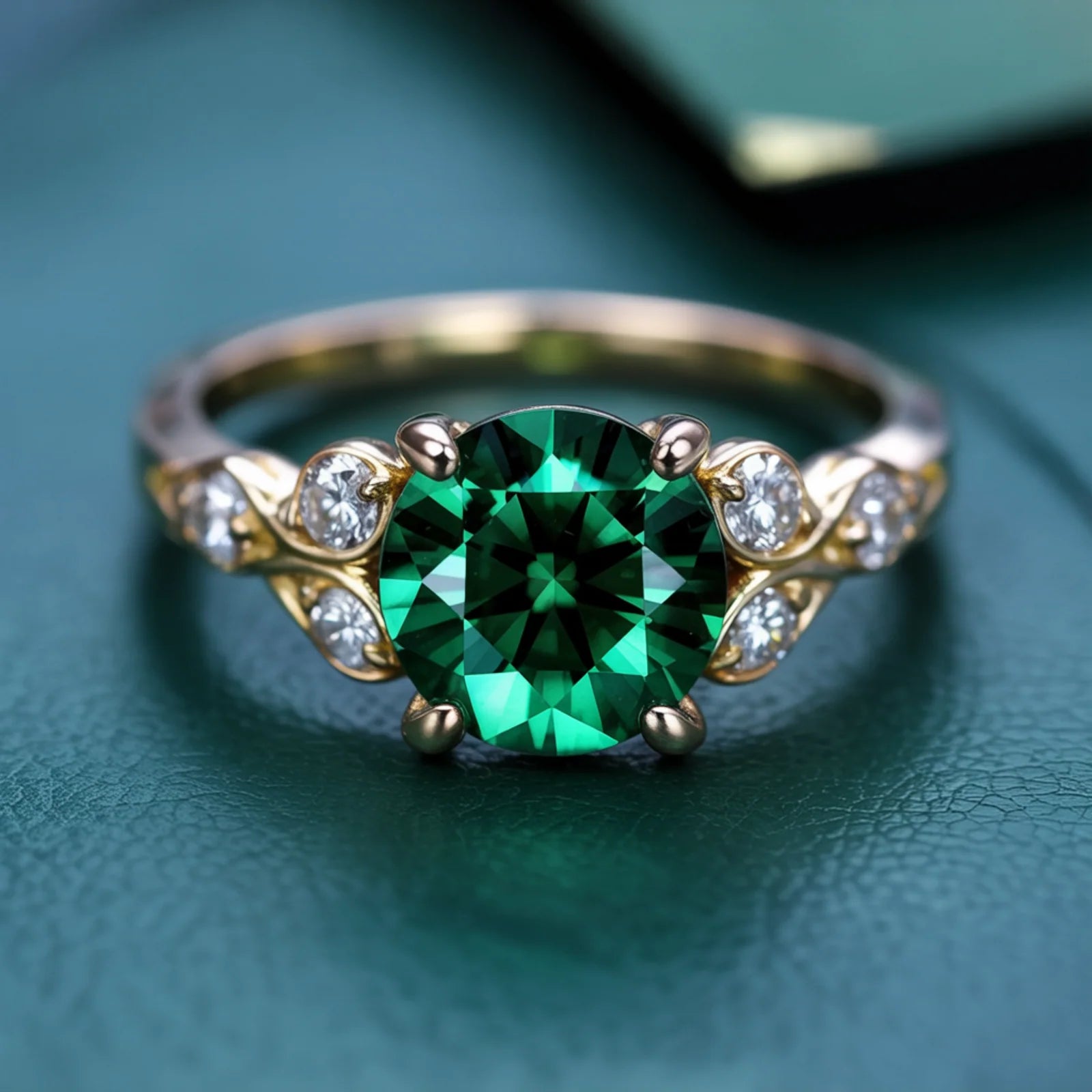 The Katalina 1.5CT Round Cut Green Gemstone Ring