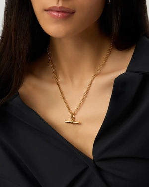 18K Gold Plated Vermeil Chunky T-Bar Chain Necklace