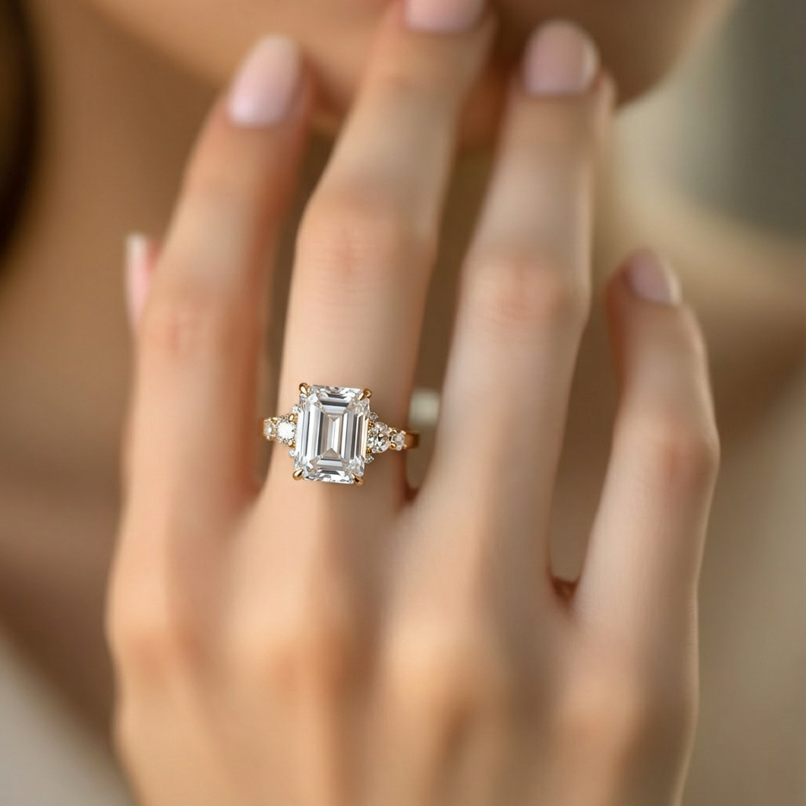 Lumina‘s Glow | 3CT Emerald Cut Moissanite Ring