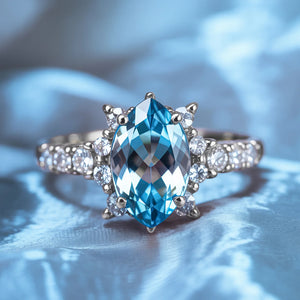 The Caterina 1CT Marquise Cut Blue Gemstone Ring