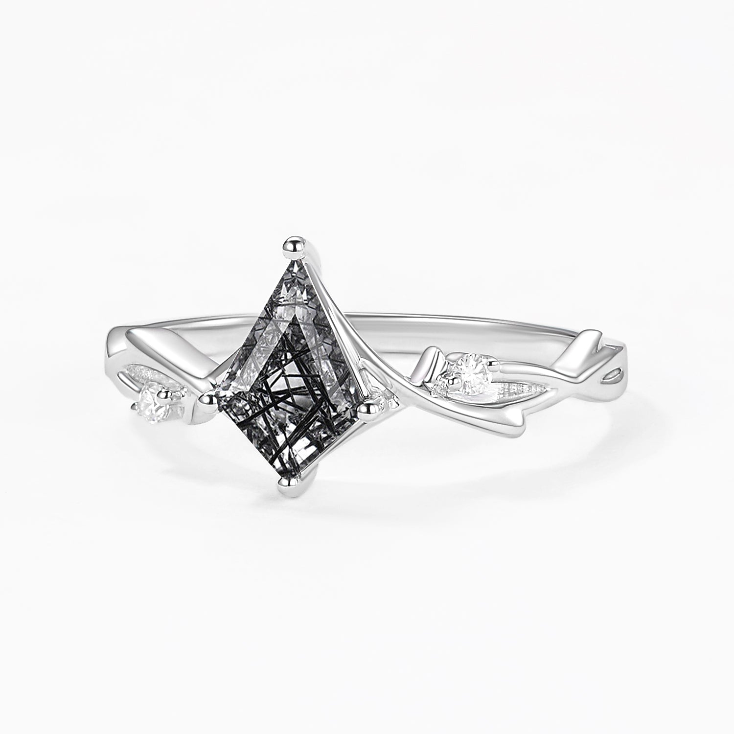 Branch Moss Agate Kite Cut Engagement Ring