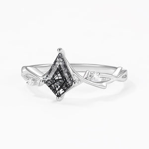 Branch Moss Agate Kite Cut Engagement Ring