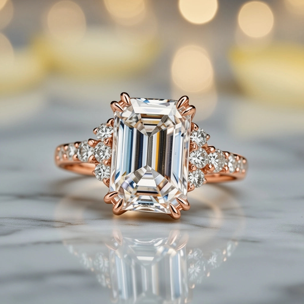Natalia‘s Prism of Light | 3CT Emerald Cut Moissanite Ring