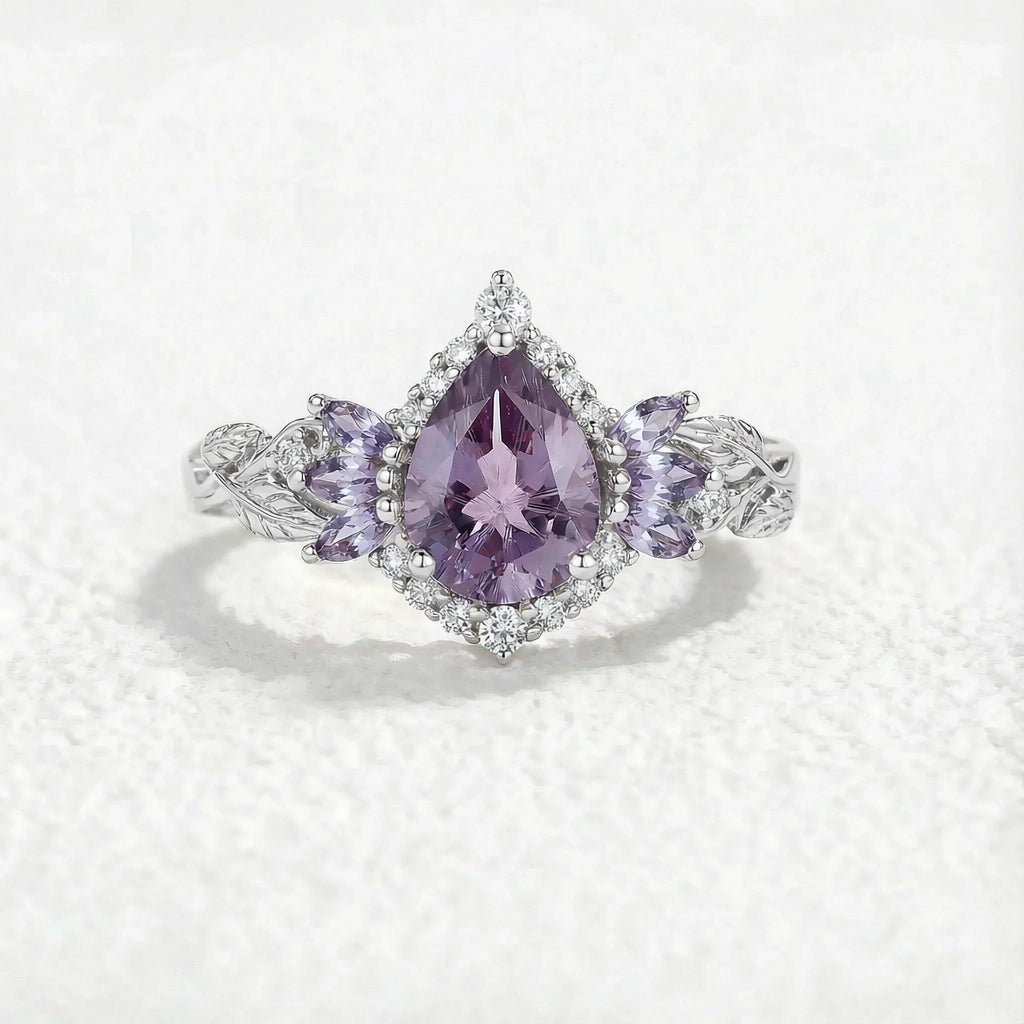 Rowan Vintage Sparkle Cut Alexandrite Halo Engagement Ring