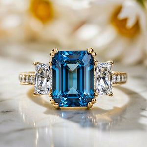 Cleo's Legacy | 3CT Royal Blue Baguette Solitaire Statement Ring