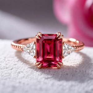 Liora Emerald Cut Burgundy Gemstone Ring