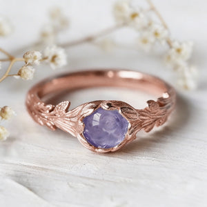Daphne’s Branch | Round Tanzanite Engagement Ring with Sculptural Vine Band