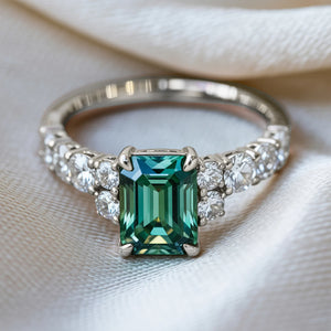The Adelina Rae 2CT Emerald Cut Green Gemstone Ring