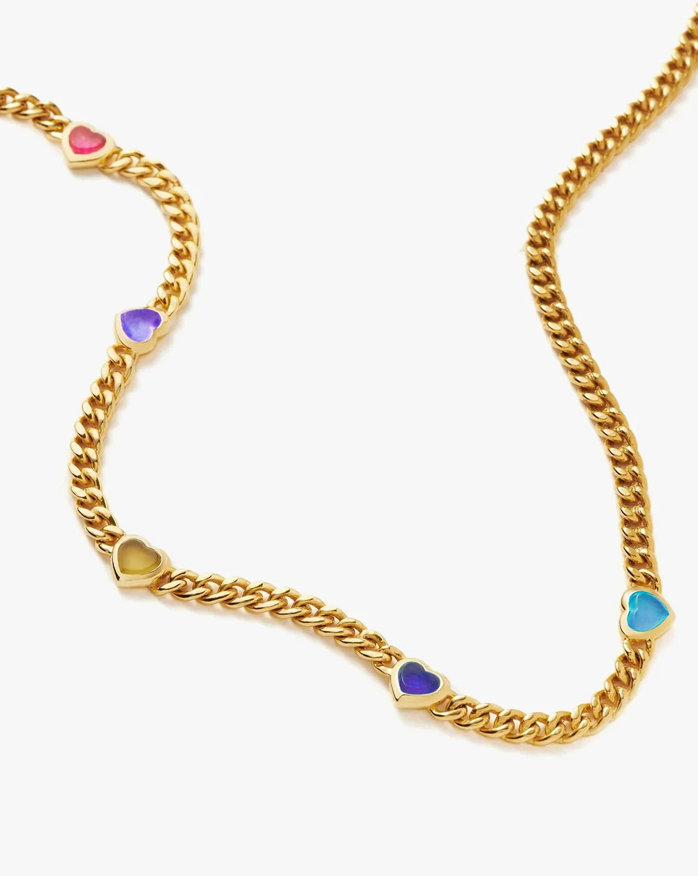 18K Gold Vermeil Jelly Heart Gemstone Charm Necklace
