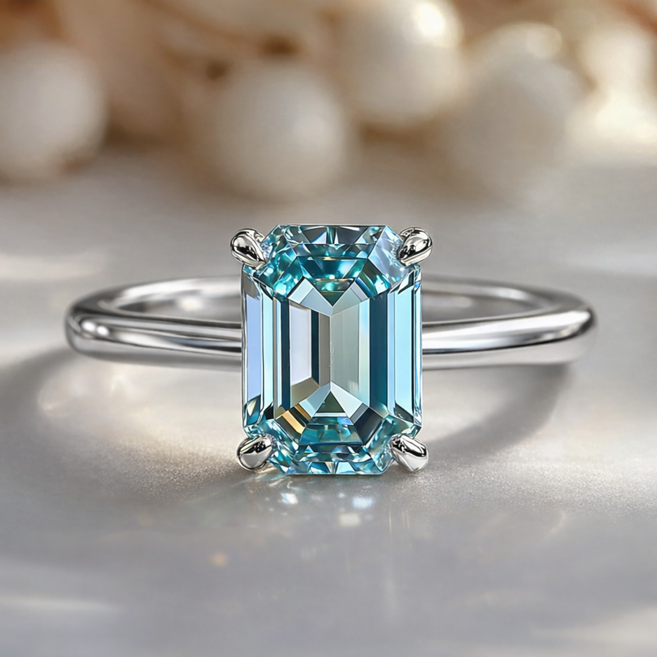 Celia‘s Lodestar | 3CT Emerald Cut Midnight Blue Ring