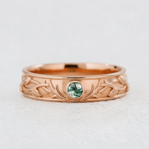 Forest Stag | Moss Agate Men's Wedding Band