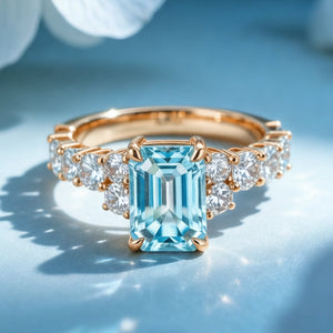 Eleanor’s Radiance | 2CT Emerald Cut Blue Sapphire Ring