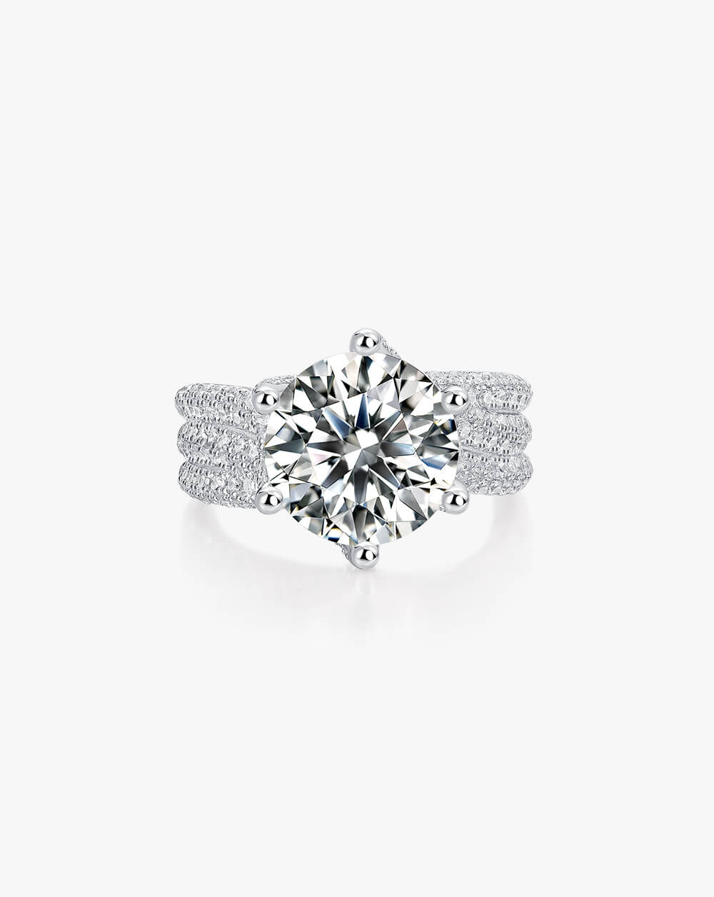 Solitaire Princess-Cut Silver Moissanite Statement Ring