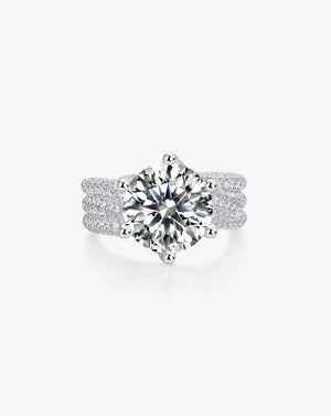 Solitaire Princess-Cut Silver Moissanite Statement Ring