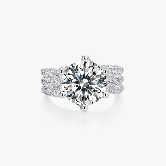 Solitaire Princess-Cut Silver Moissanite Statement Ring