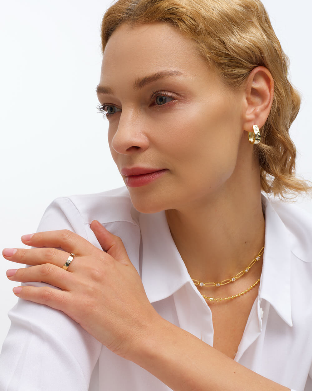 Minimalist Clover Gold Diamond Stacking Band Ring