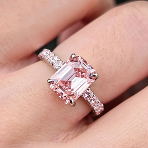 Elena's Oath | 3CT Green Emerald Cut Pink Glasshouse Ring