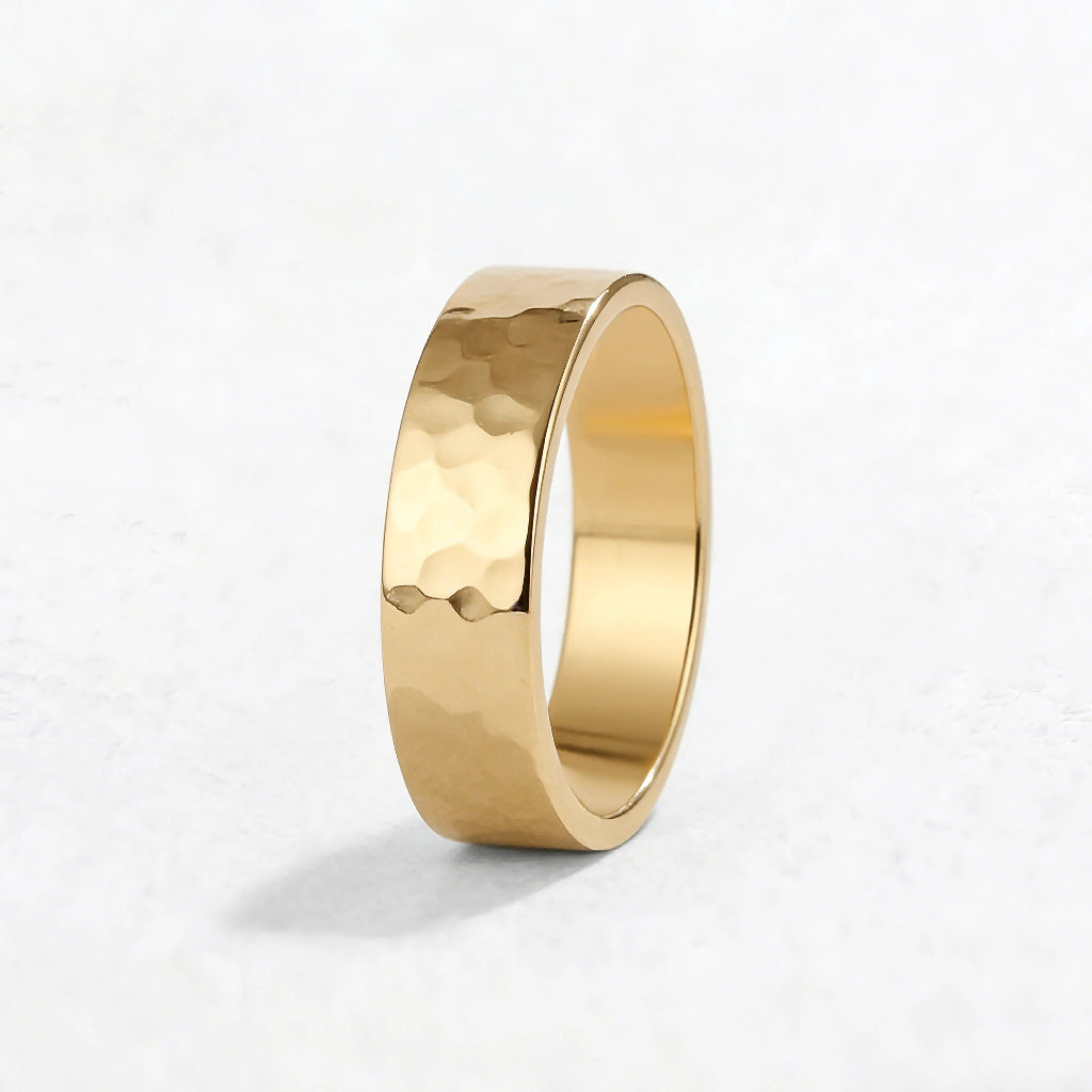Hammered Forge | Metallic Grain Wedding Band