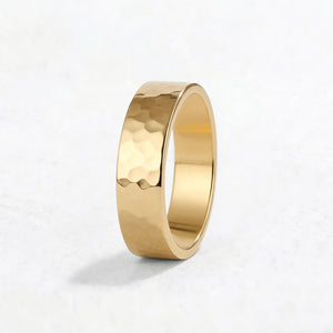 Hammered Forge | Metallic Grain Wedding Band