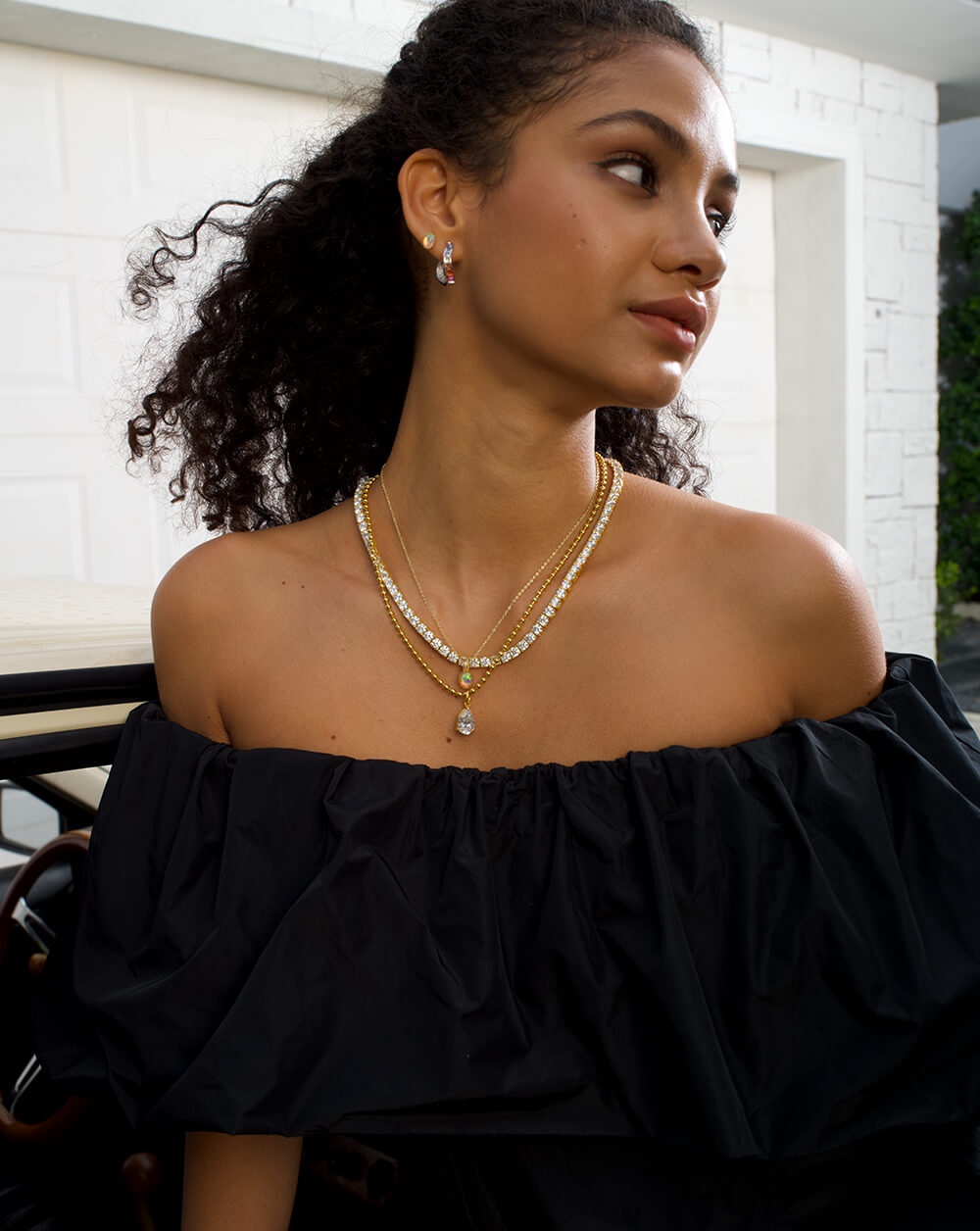 Radiant Opal Gem Gold Pendant Necklace