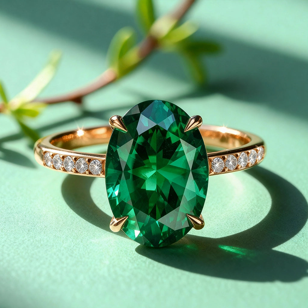 Thalia‘s Glen | 2CT Oval Cut Green Gemstone Ring