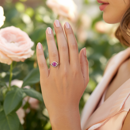 Bethany 1.5CT Round Cut Pink Gemstone Ring