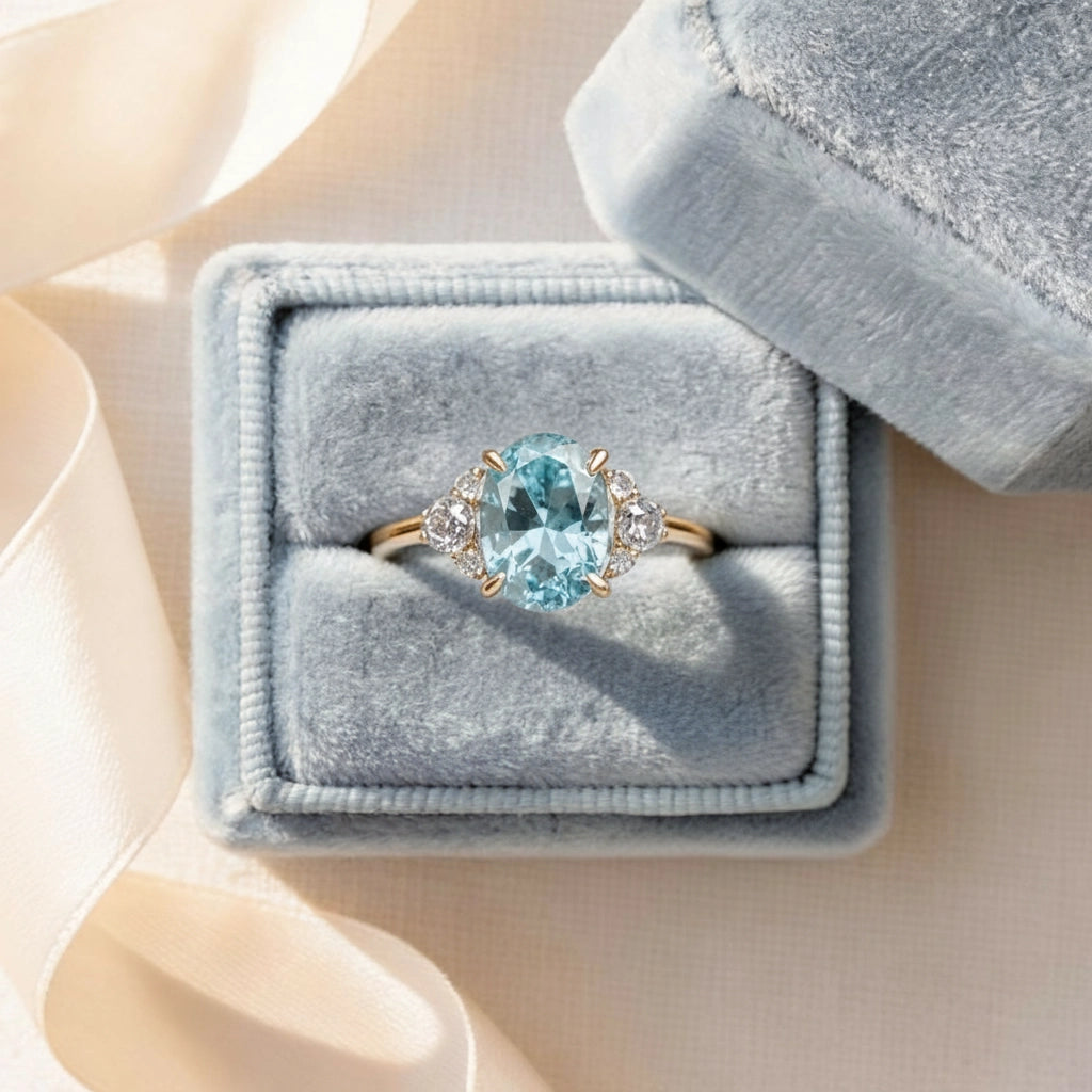 Luna‘s Deep | 2CT Oval Blue Solitaire Ring