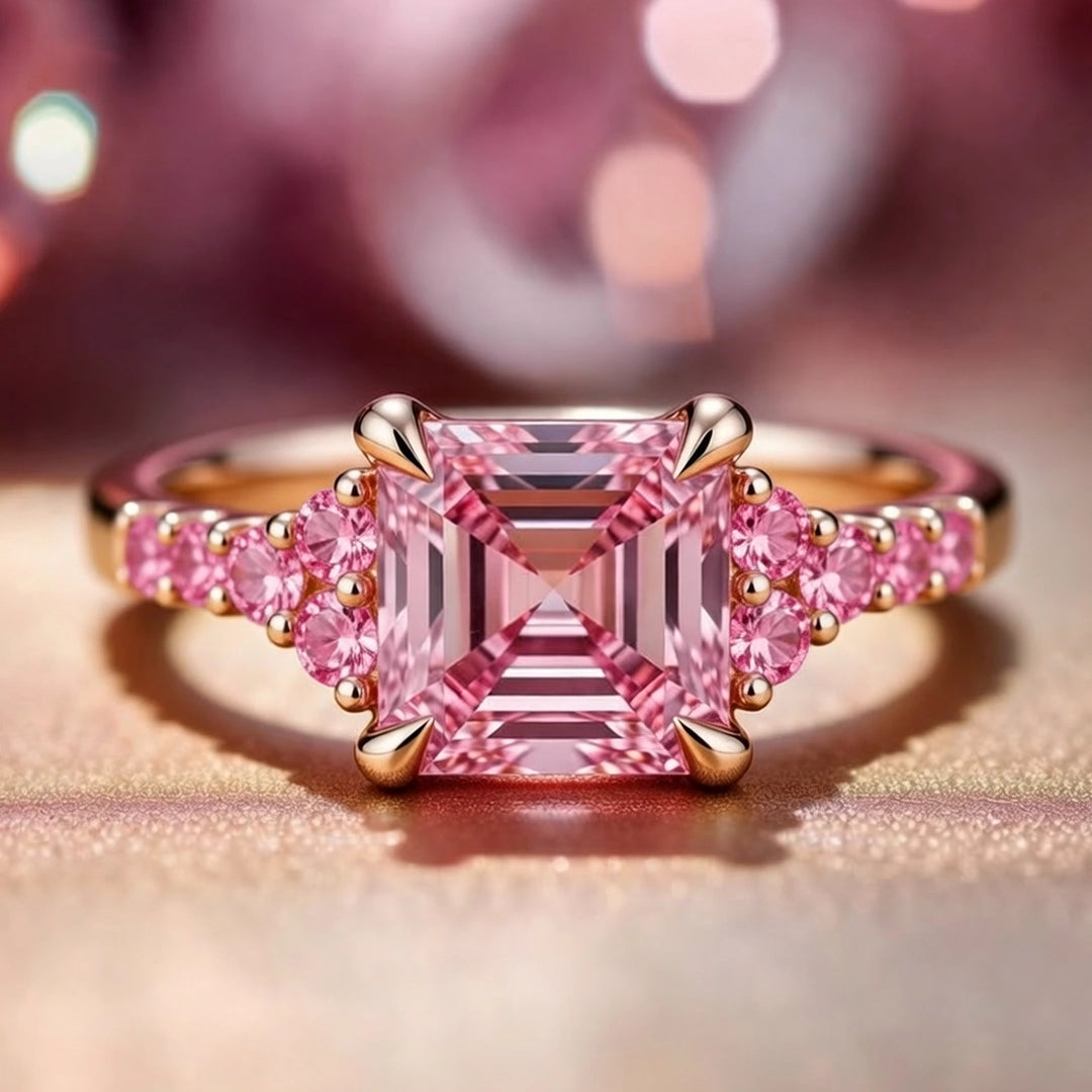 Mia's Charm | Asscher Cut Pink Sapphire Ring