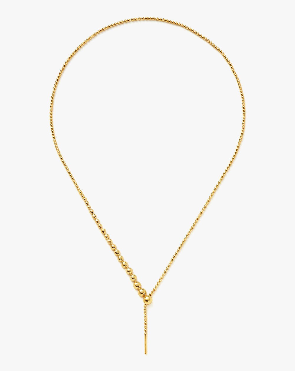 18K Gold Vermeil Beaded Stone Slider Lariat Necklace