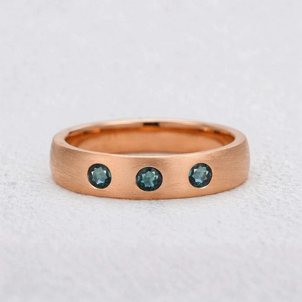 Shadow Peak | Round Lab-Grown Teal Sapphire Wedding Band