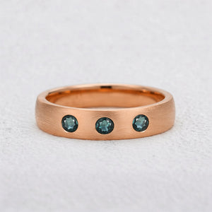 Shadow Peak | Round Lab-Grown Teal Sapphire Wedding Band