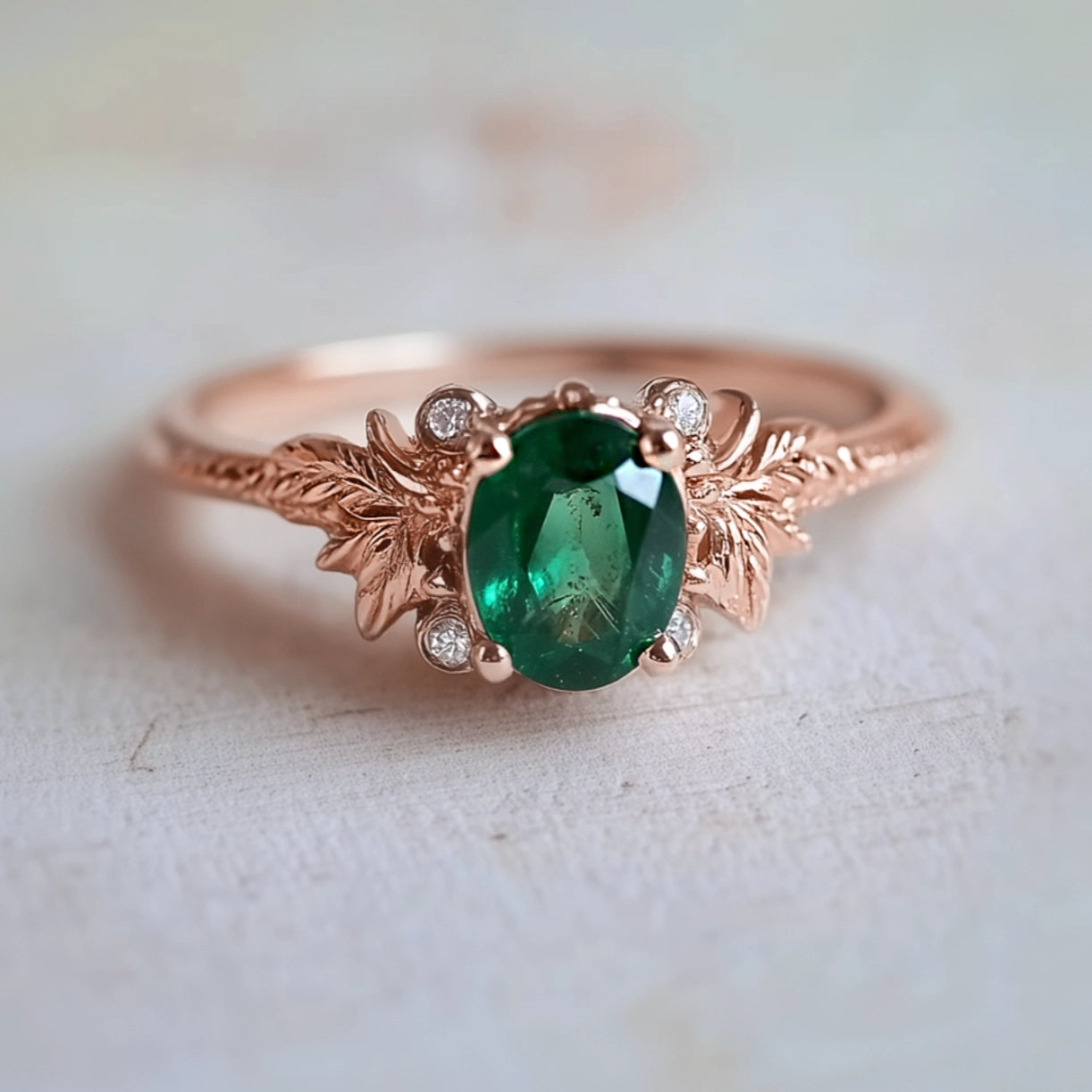 Isolde’s Garden | Oval Emerald Vintage Engagement Ring