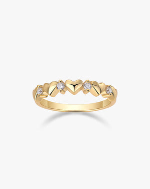 Heart-Shaped Gold Stacking Ring