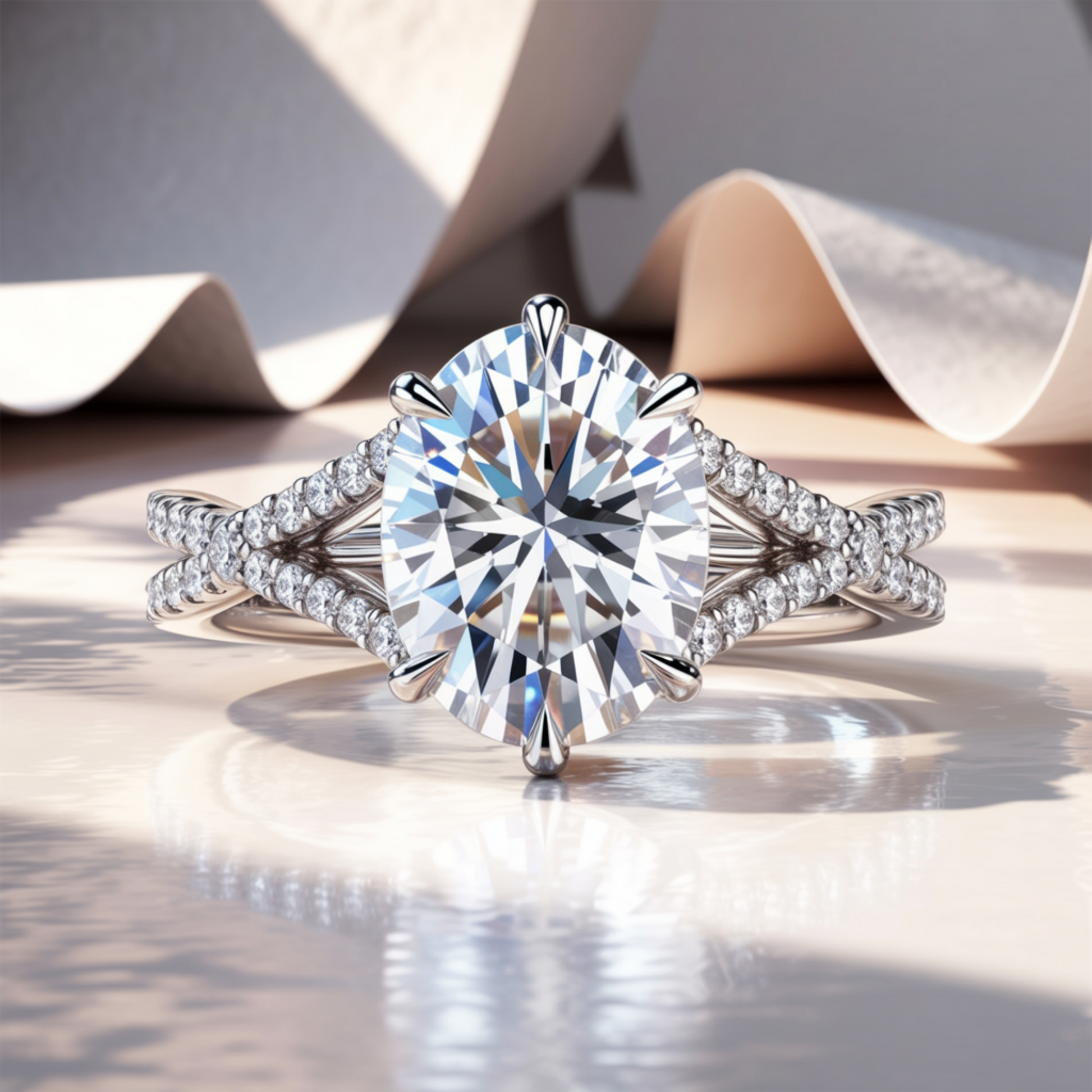 The Arabella 3CT Oval Cut Moissanite Ring