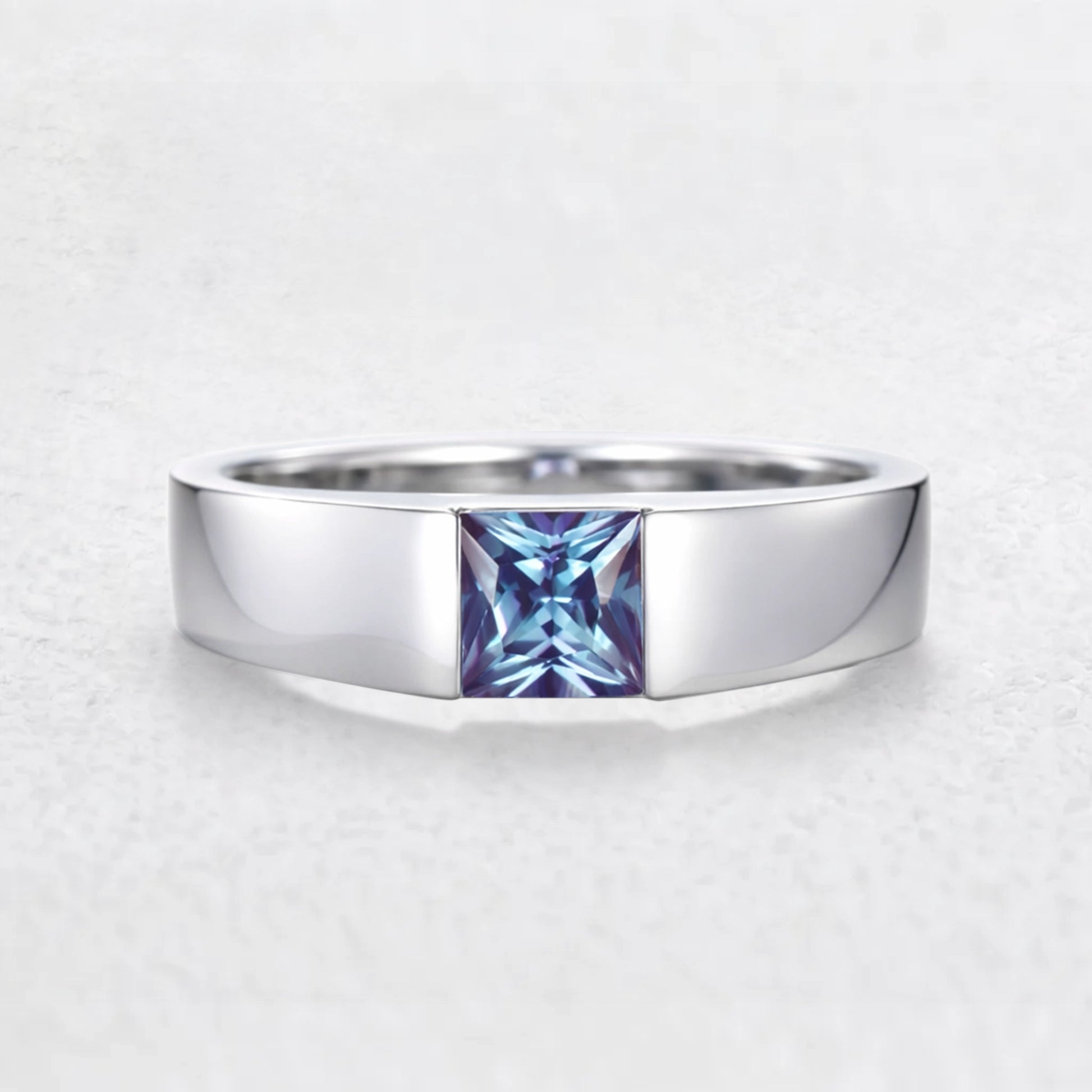The Chameleon Prism | Princess Cut Alexandrite Men's Band