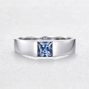 The Chameleon Prism | Princess Cut Alexandrite Men's Band