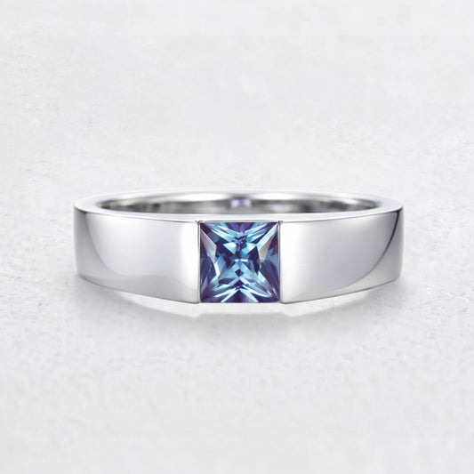 The Chameleon Prism | Princess Cut Alexandrite Men's Band